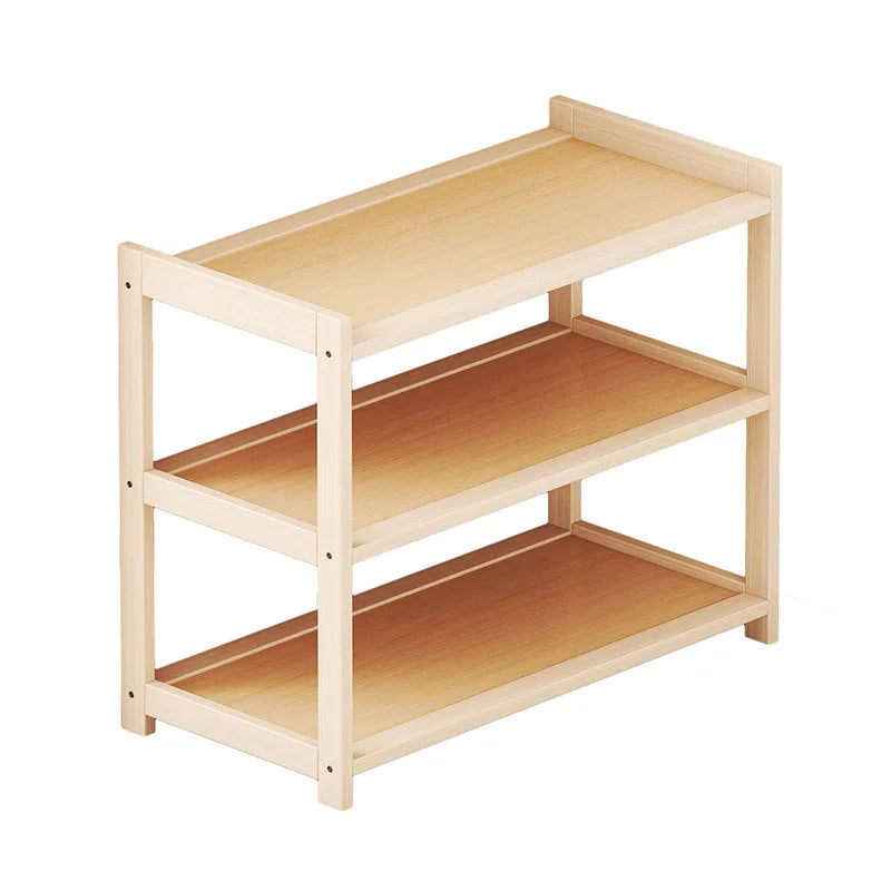 Solid Wood Multi-Layer Storage Shelf – Bookshelf & Shoe Rack