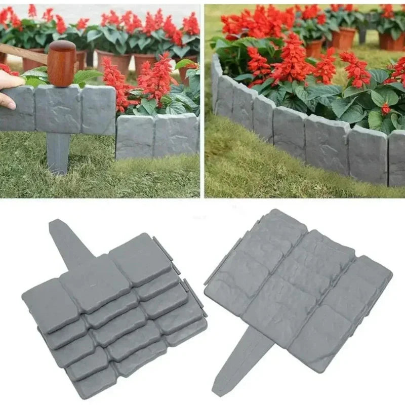 Garden Fence Imitation Stone Plant Support Stake Outdoor Edging