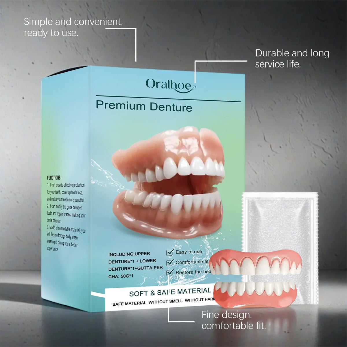 Realistic Natural Denture Set – Comfortable & Firm False Teeth