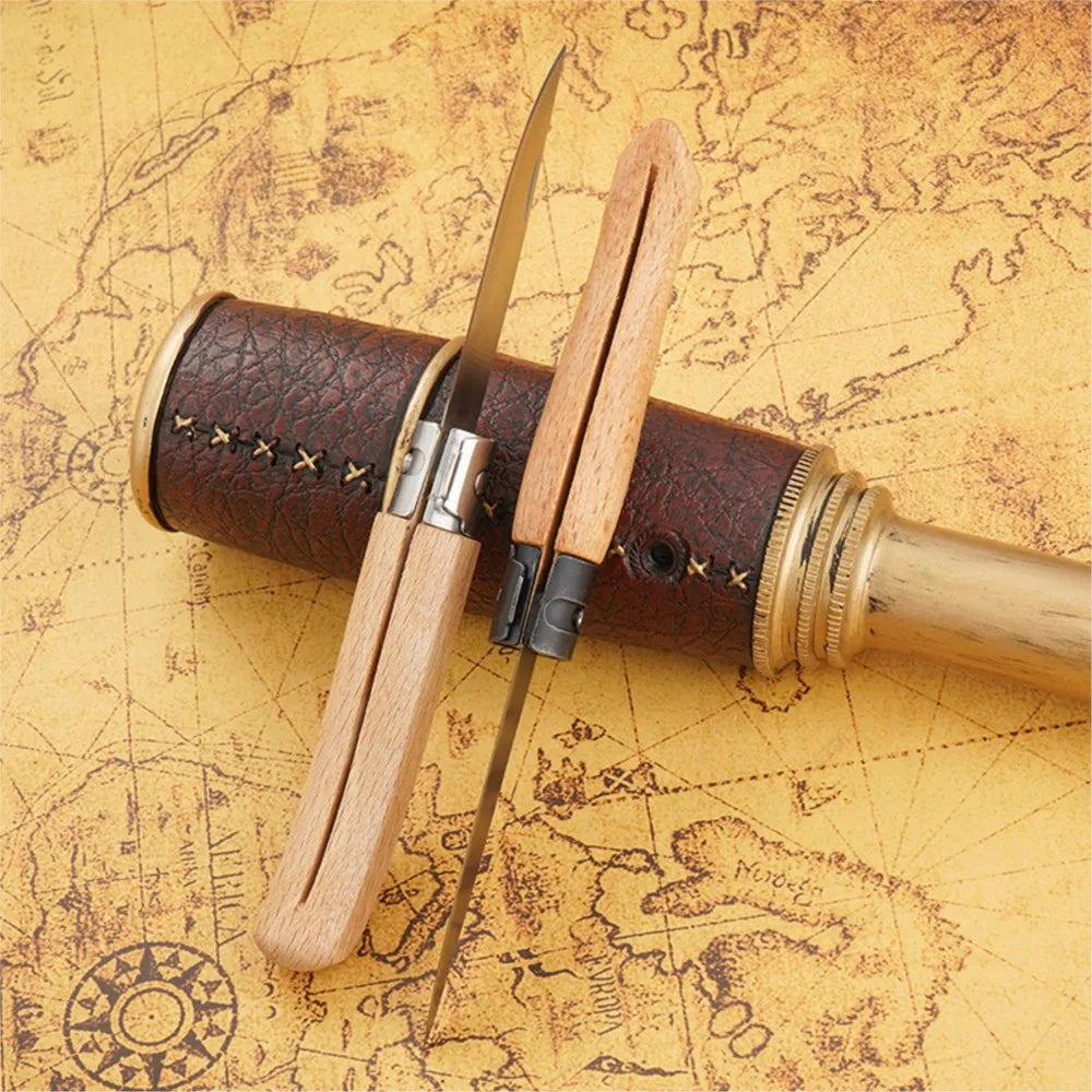Folding Pocket Knife – 3CR13 Steel Blade & Wood Handle