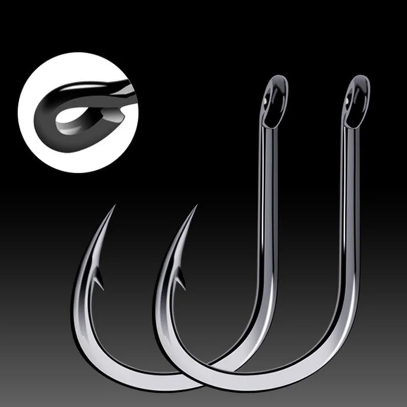 100-Pack Circle Barbed Fishing Hooks – Sizes #3–#12 Steel