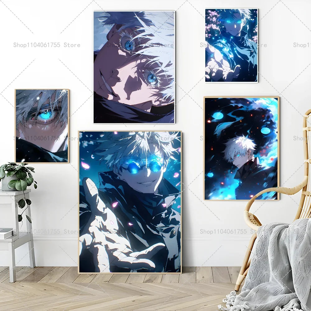 Anime Gojo Wall Poster – Self-Adhesive Waterproof Sticker Art