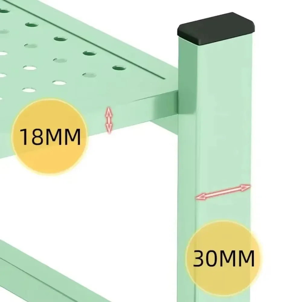 Foldable Multilayer Storage Rack with Wheels | Iron Frame Shelf