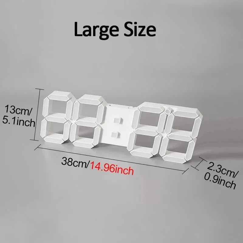 3D LED Digital Wall Clock – USB Alarm, Timer & Temp Display