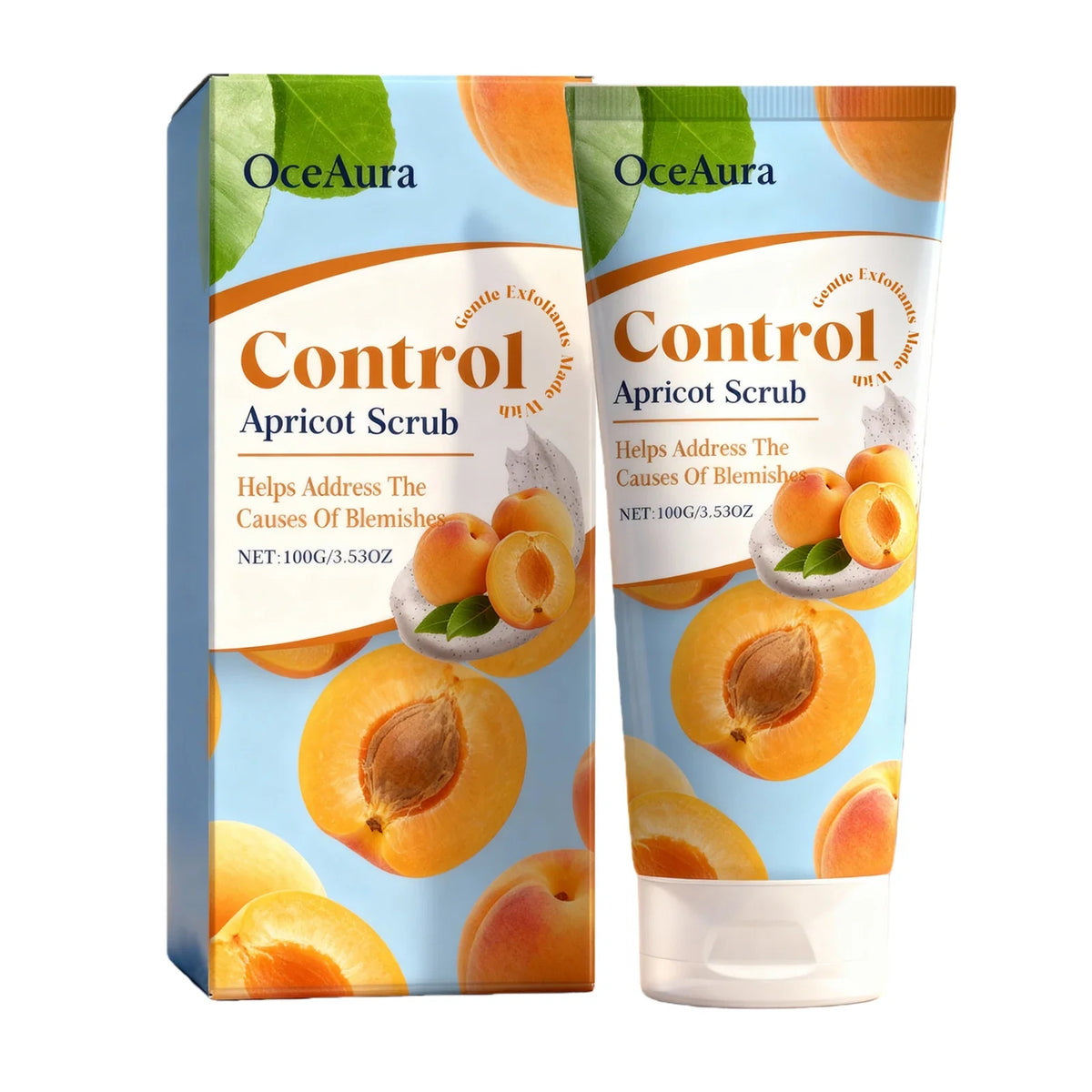 OceAura Apricot Facial Scrub – Gentle Exfoliator 100g
