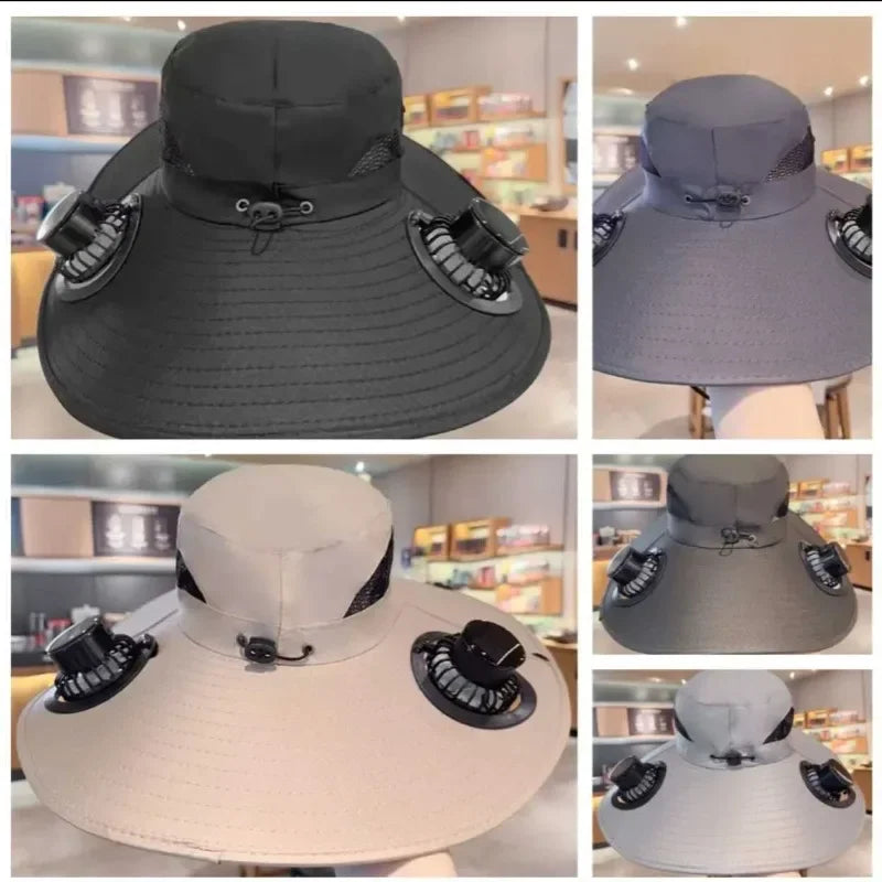 Men's Solar Fan Bucket Hat – USB Rechargeable Quick Dry