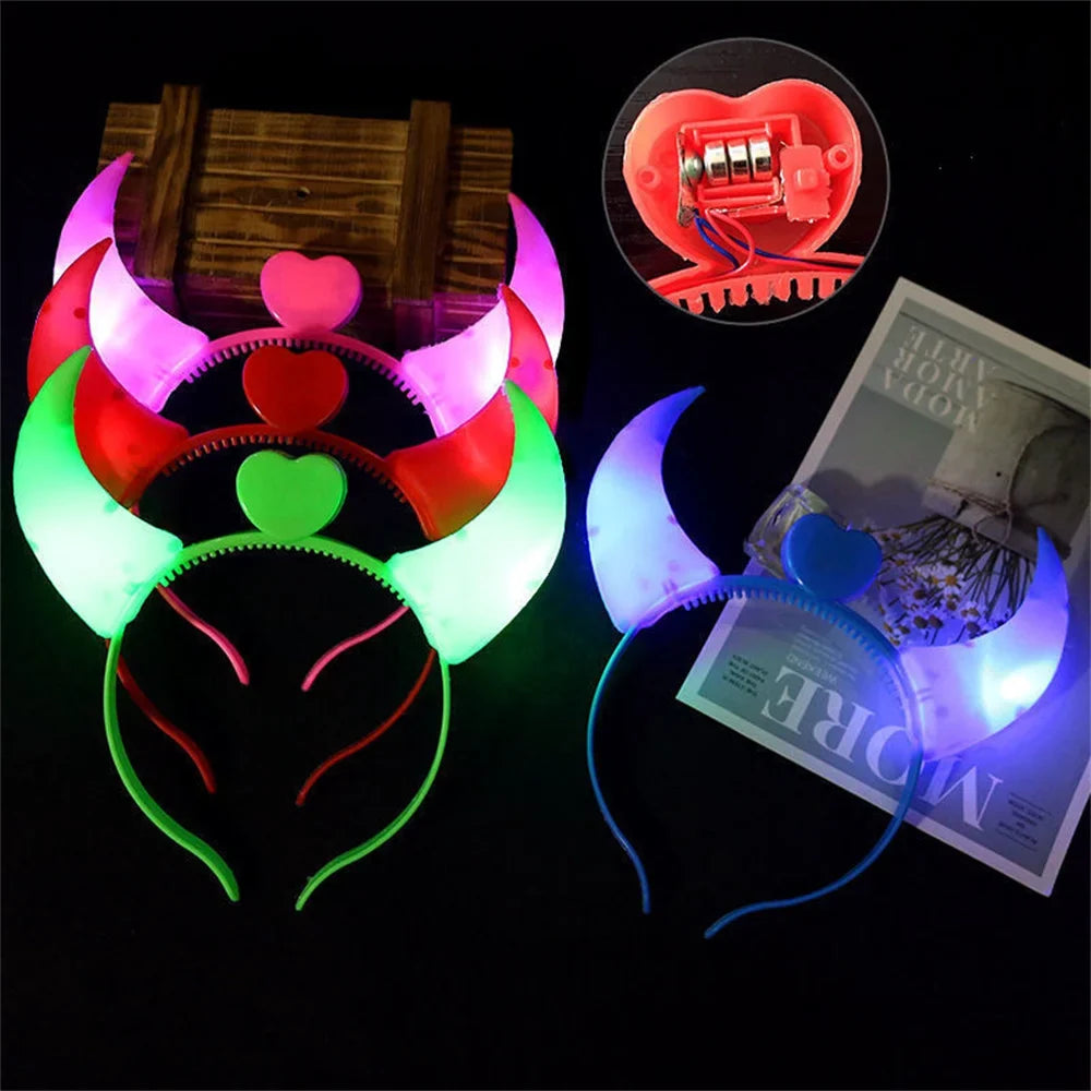 Halloween Decoration Devil Horn Luminous Hairhoop Led Hairband