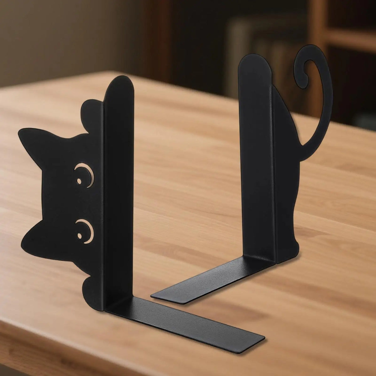Cat Bookends Set of 2 – Iron Metal Shelf & Desk Organizer