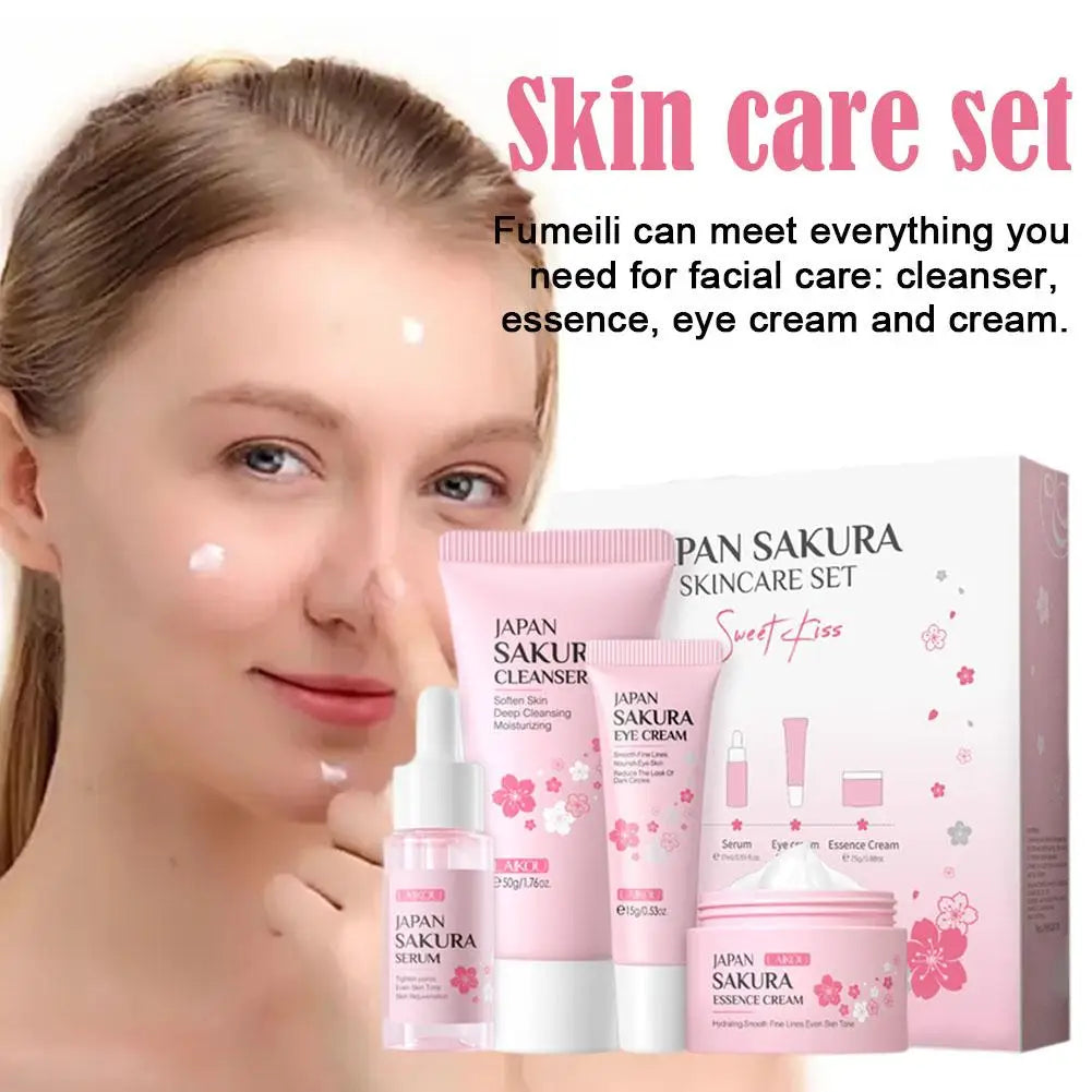 LAIKOU Sakura Skincare Set – 5-Piece Cleanser Toner Serum Eye Cream