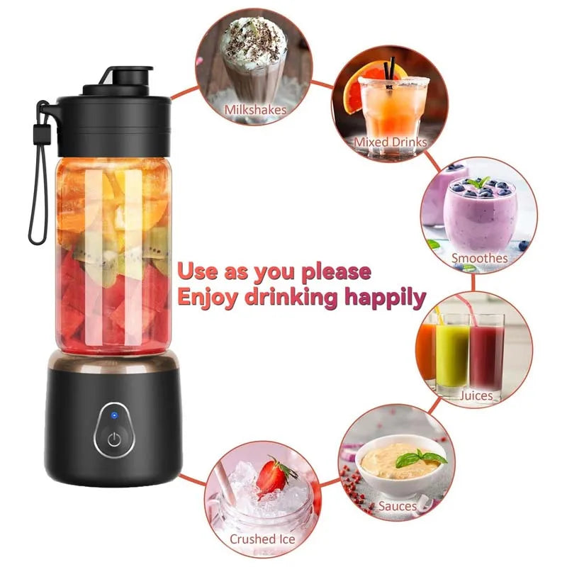 Portable USB Electric Juicer 400mL | Stainless Steel Blades