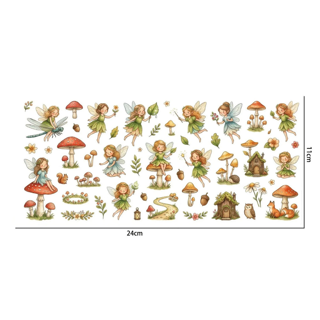 Fairy Mushroom Watercolor Sticker Sheet | Forest Elf DIY Decals