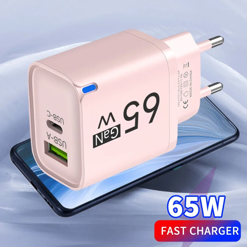 65W GaN USB-C Fast Charger PD QC3.0 | iPhone & Android