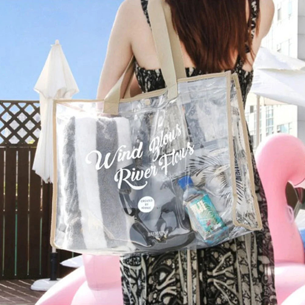 Waterproof Foldable Beach Tote Bag with Phone Pouch | PVC