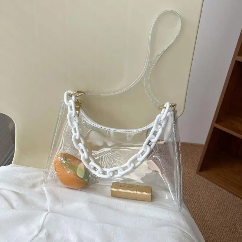 Clear Jelly Shoulder Bag – Y2K Transparent Underarm Purse