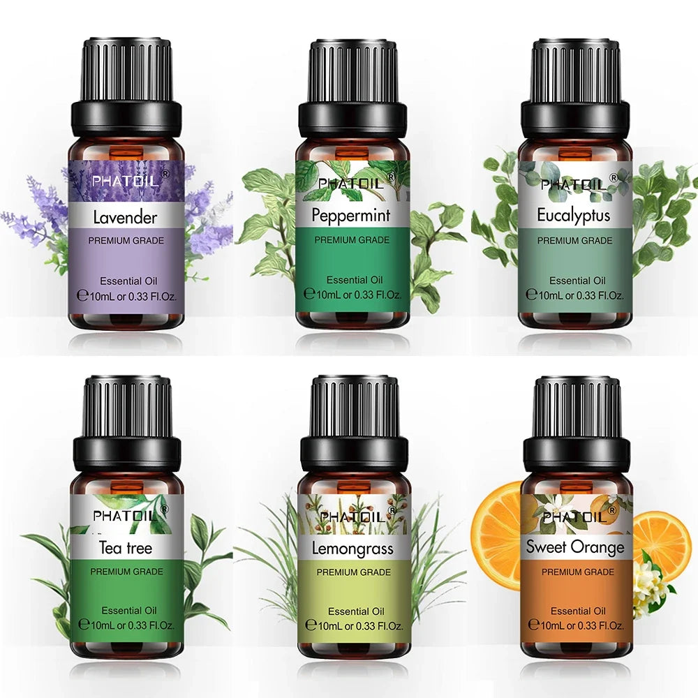 PHATOIL 6-Pack Pure Essential Oils Gift Set – 10ml Diffuser