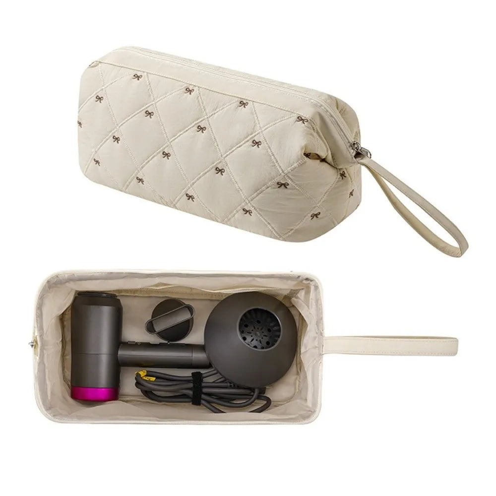 Bowknot Hair Dryer Storage Bag – Dustproof Travel Organizer