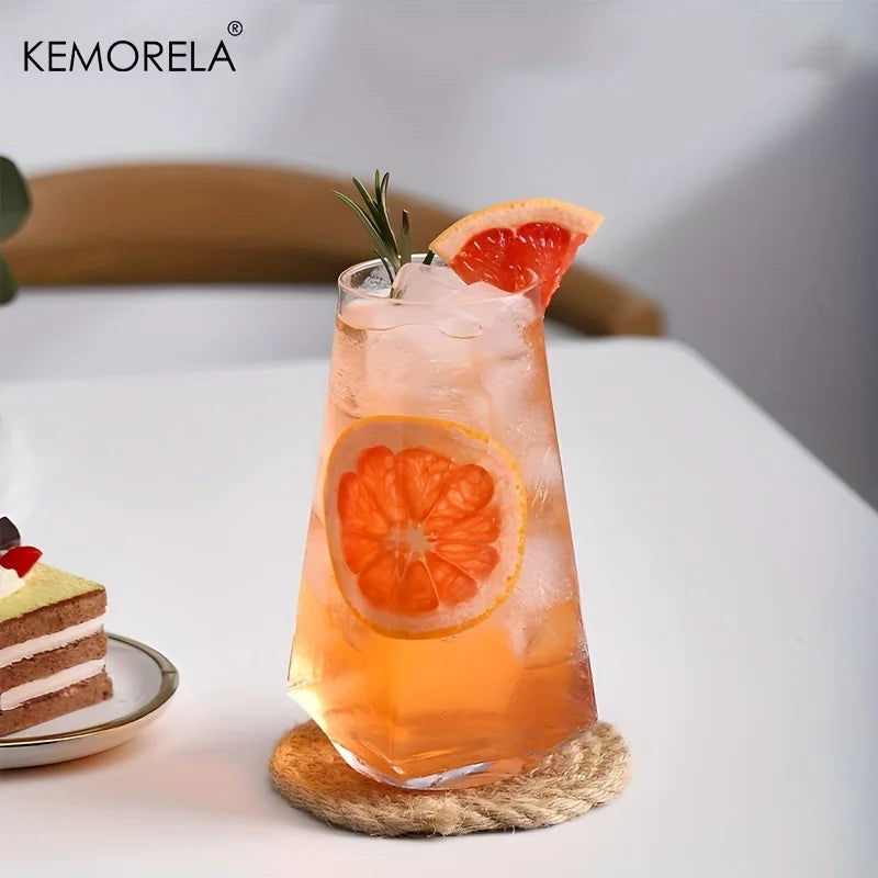KEMORELA 500ml Geometric Crystal Highball Glasses – 1 or 2 Pack