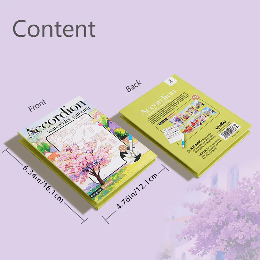 Exquisite Folding Watercolor Painting Adult Coloring Book