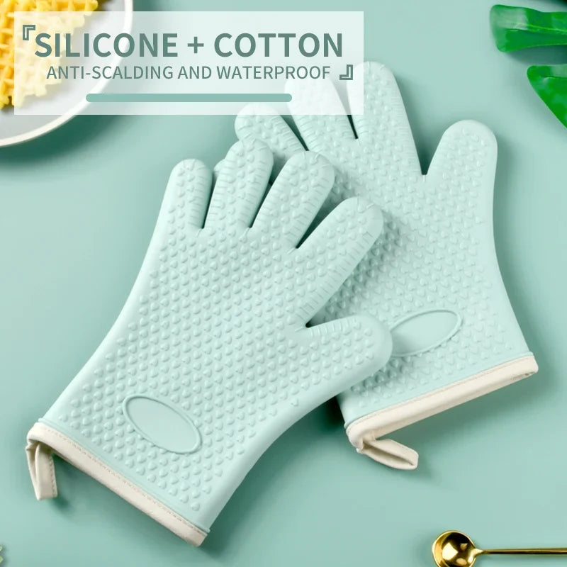 Heat-Resistant Silicone Oven & BBQ Gloves – Non-Slip Kitchen