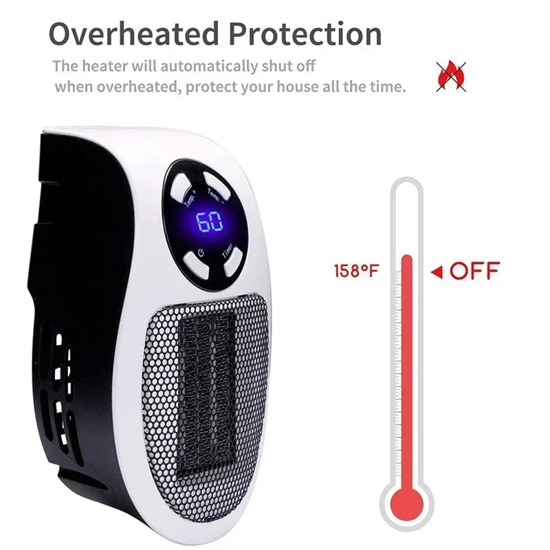 350W Portable Electric Space Heater | Remote & Wall Mount