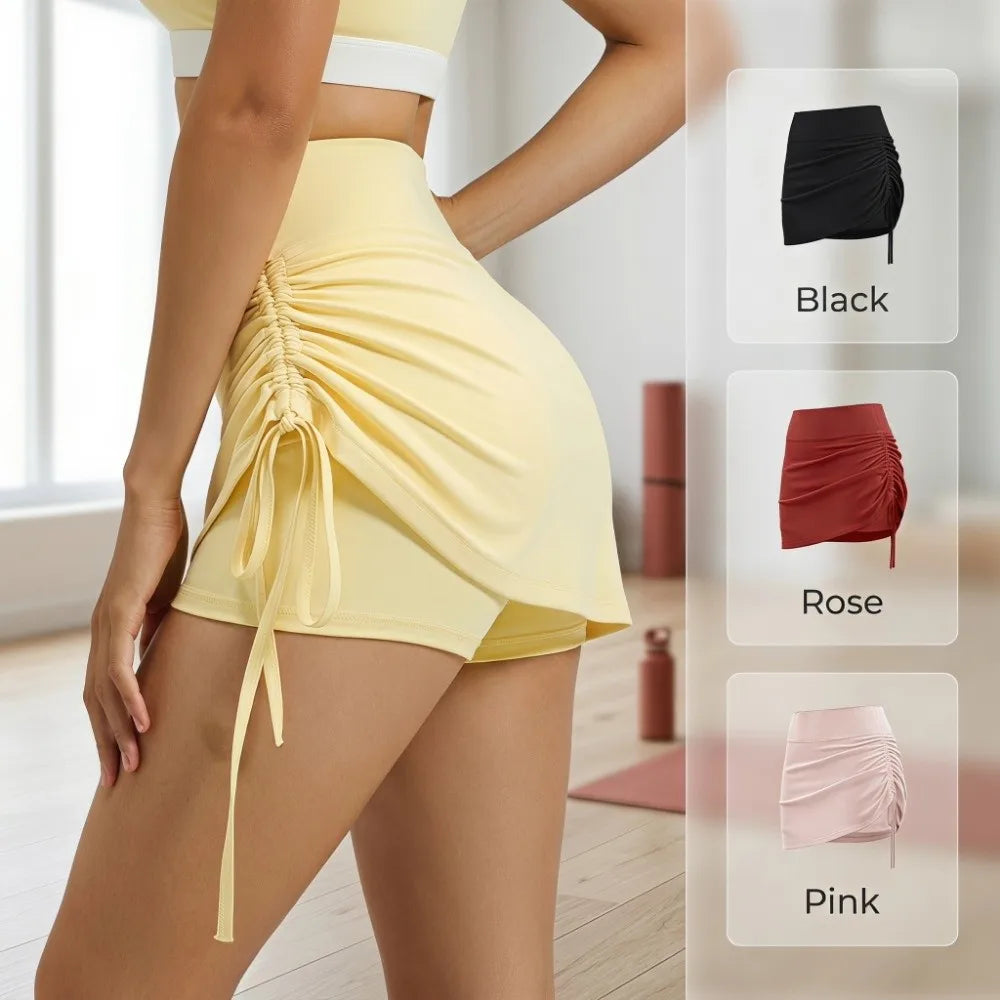 Women's High Waist 2-in-1 Yoga Skirt with Built-In Shorts