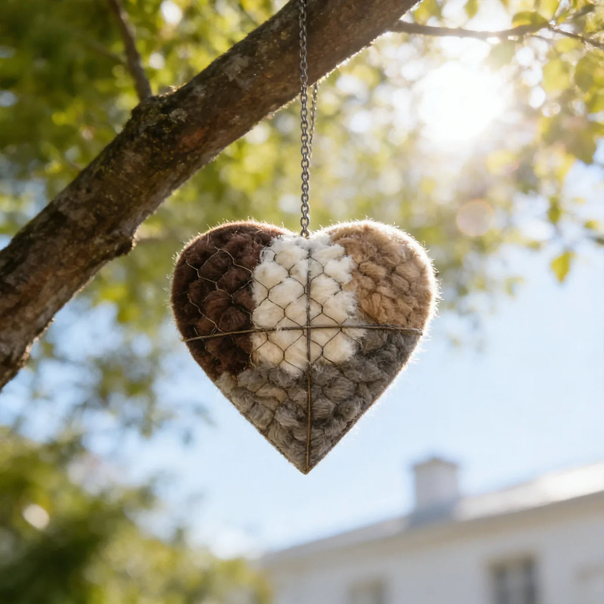 Handmade Heart Bird Nesting Holder – Refillable Cotton & Wool