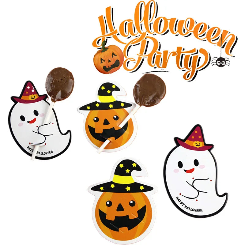 Halloween Candy Package Card Ghost Pumpkin Lollipop Holder Cards Kids