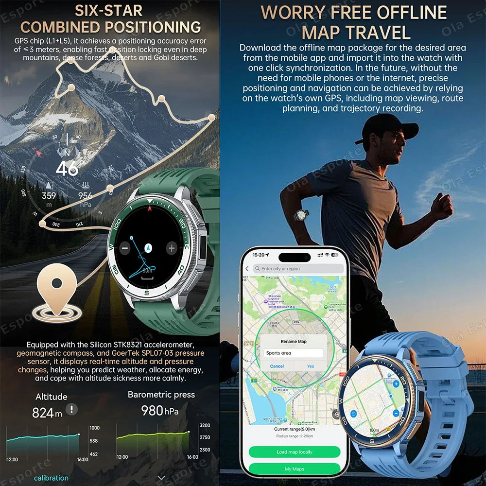 Ola Esporte GPS Smartwatch 1.43" AMOLED 500mAh 3ATM Sport