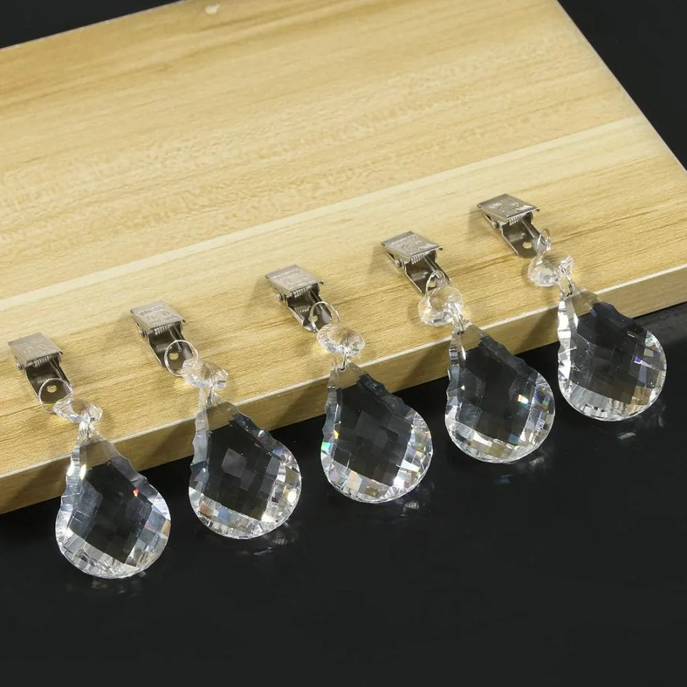 4-Pack Crystal Tablecloth Weights with Metal Clips – Windproof