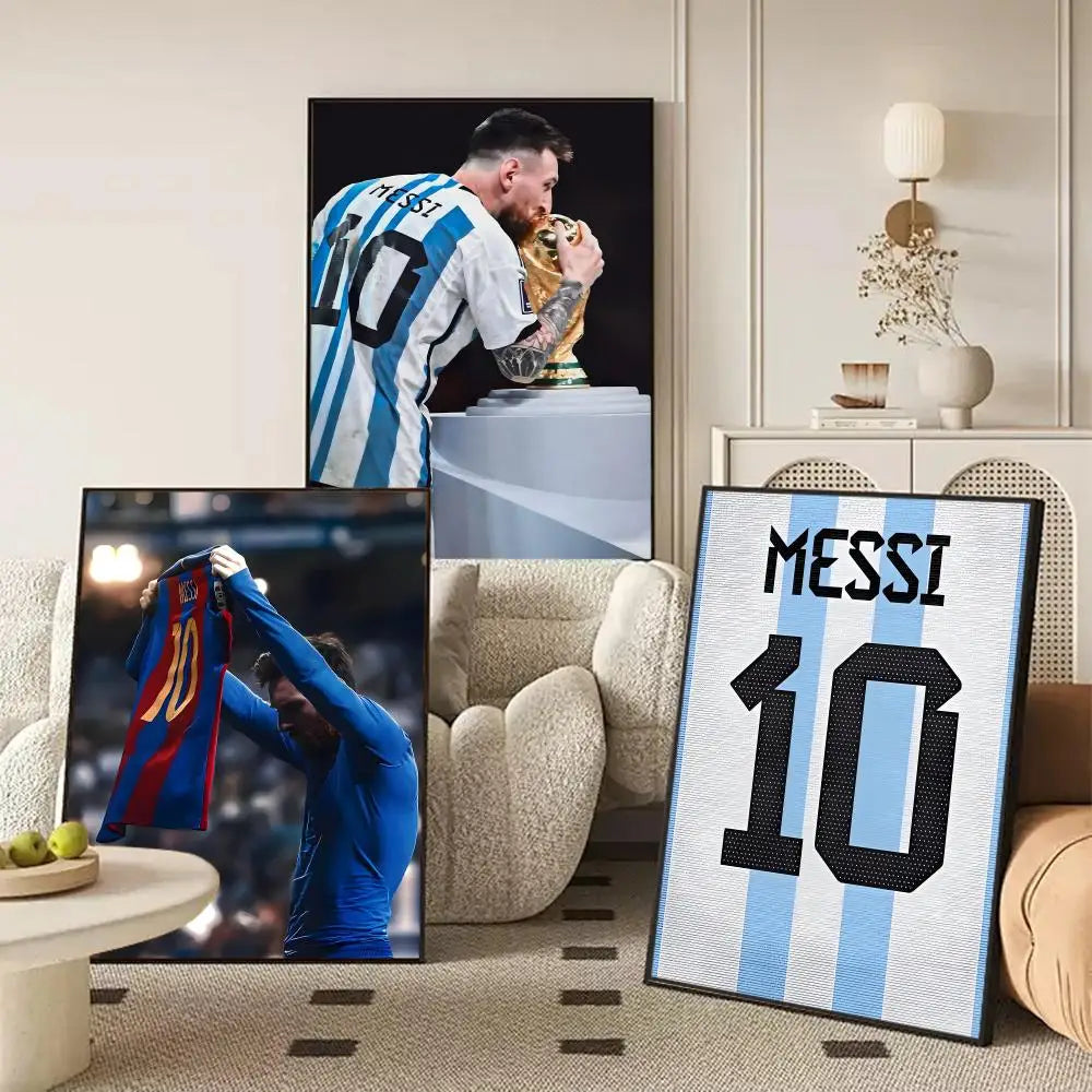 Football No.10 Messi Canvas Wall Art – Frameless Poster Print