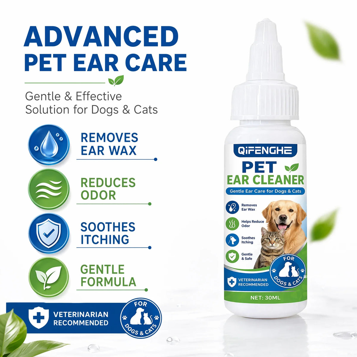Pet Ear Cleaning Solution 30ml | Dogs & Cats Daily Ear Care