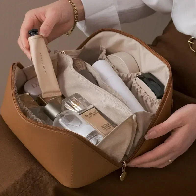 Travel Makeup Organizer Bag – Zippered Cosmetic Toiletry Pouch