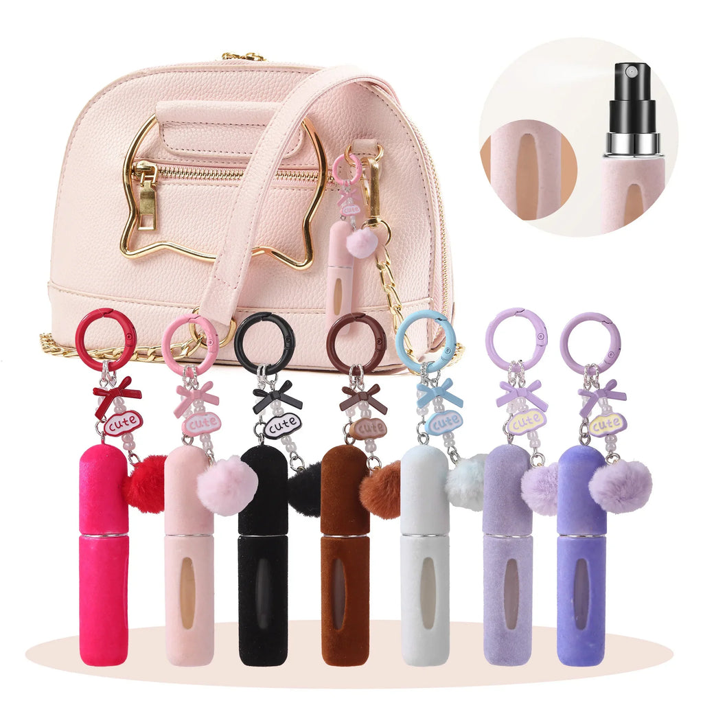 5ml Refillable Perfume Bottle Plush Keychain Travel Atomizer