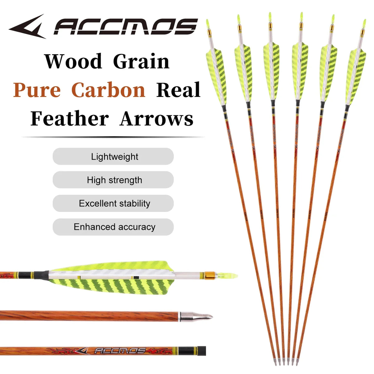 6 Wood Skin Carbon Arrows 32 ID6 2 Spine 400 500 600 700 5 Real