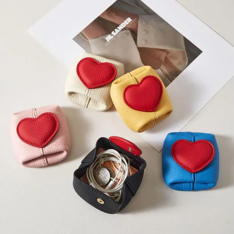 Genuine Leather Mini Coin Purse | Square Jewelry & Cosmetic Pouch