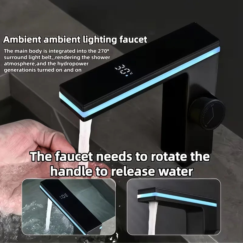Bathroom Faucet with Temperature Display | No Battery