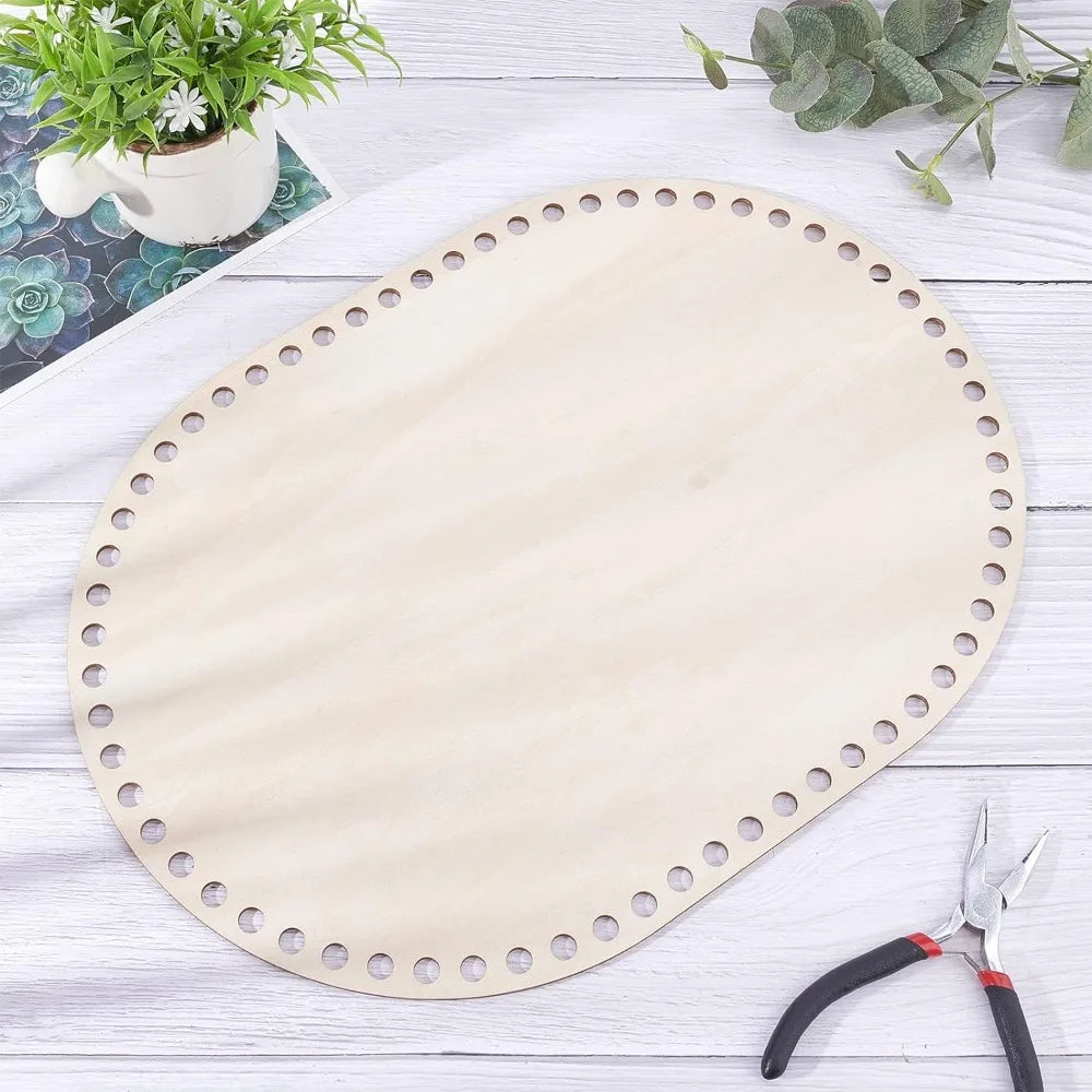 Oval Wood Crochet Basket Base 35x25cm | DIY Knitting Base