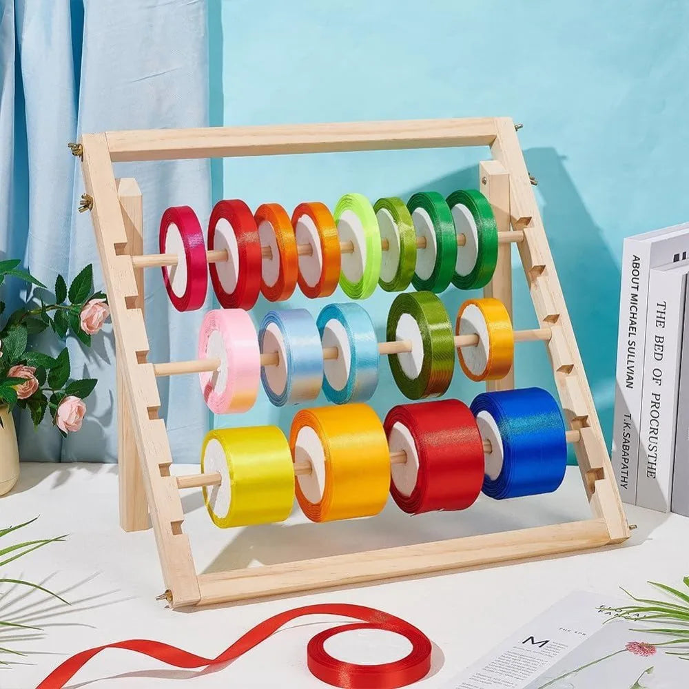 3-Tier Wood Ribbon Holder & Spool Organizer for Crafts