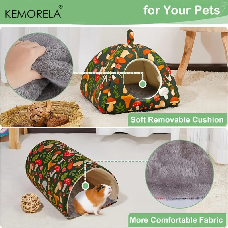 KEMORELA 2PCS Hamster House Warm Mat & Small Animal Bed