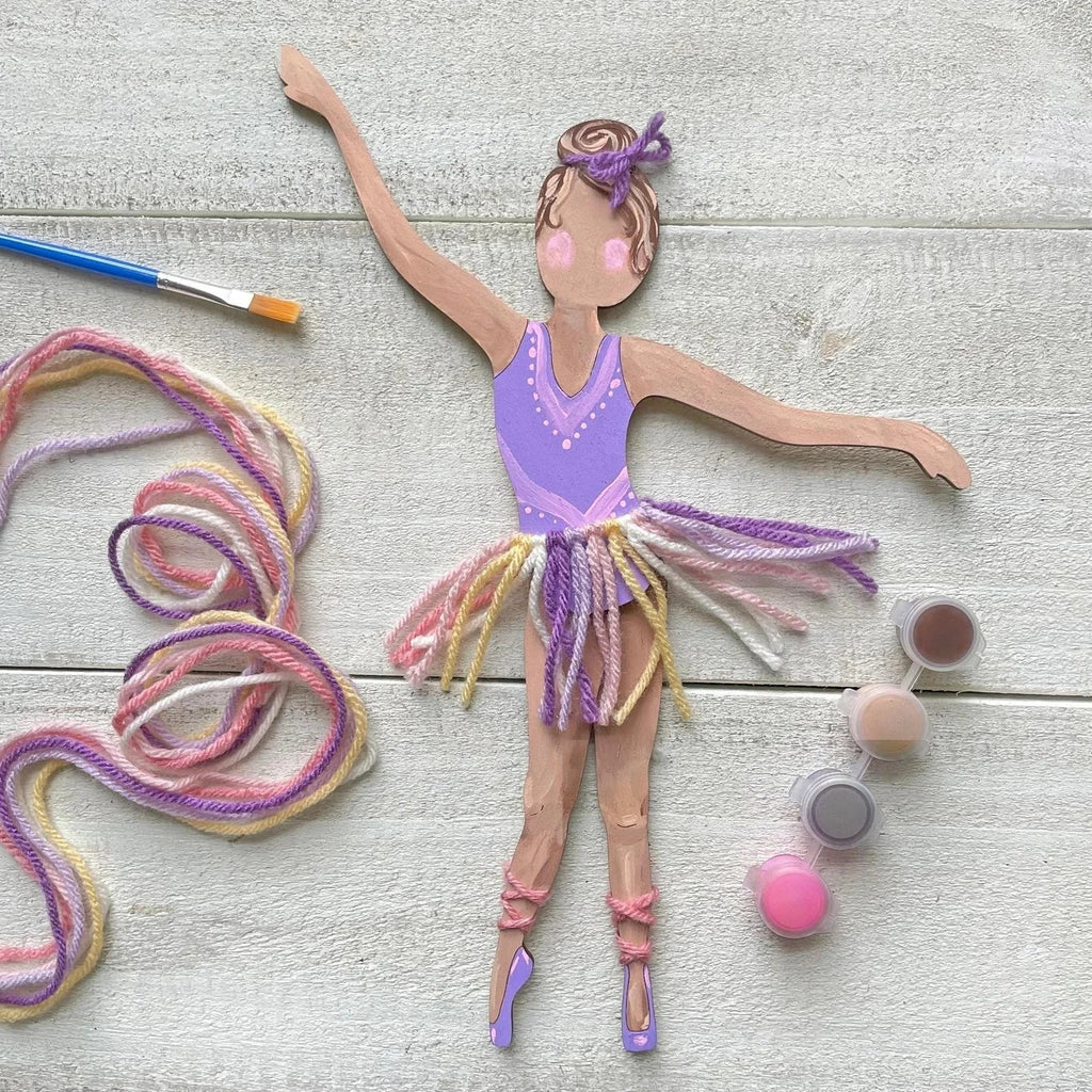 Ballerina Self-Portrait Wood Craft Kit – Paint & Yarn Included