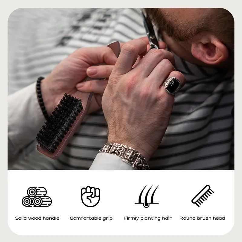 Men's Wood Handle Beard Brush & Neck Duster | Salon Tool