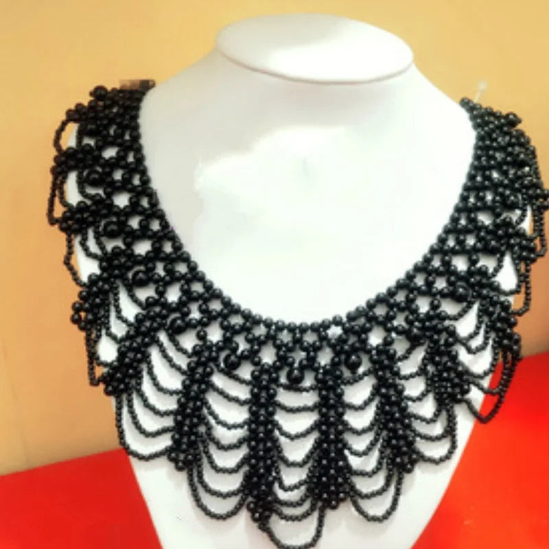 Pearl Beaded Lace Detachable Collar Necklace for Wedding Dress