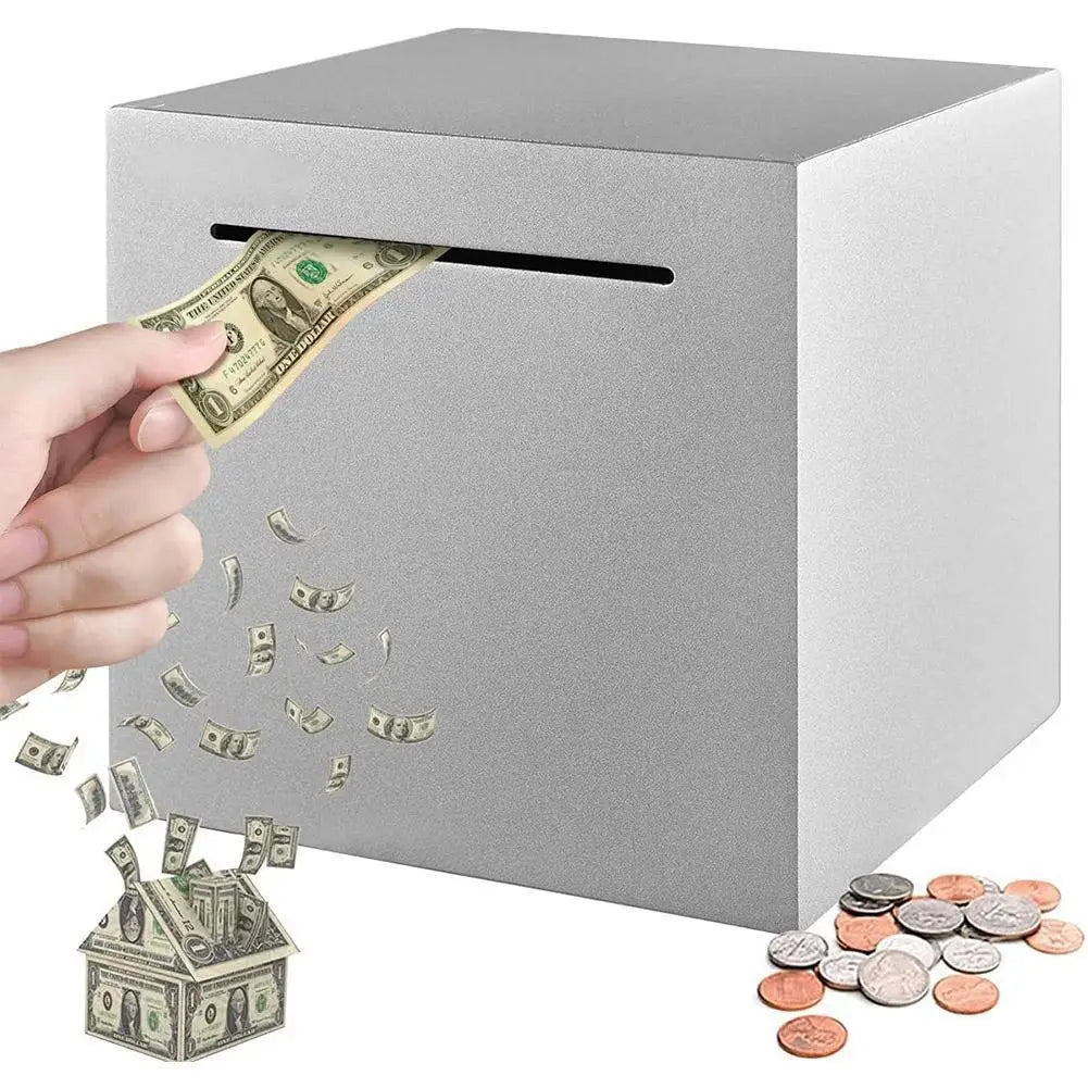 Stainless Steel Piggy Bank – Large Capacity Coin & Money Safe Box