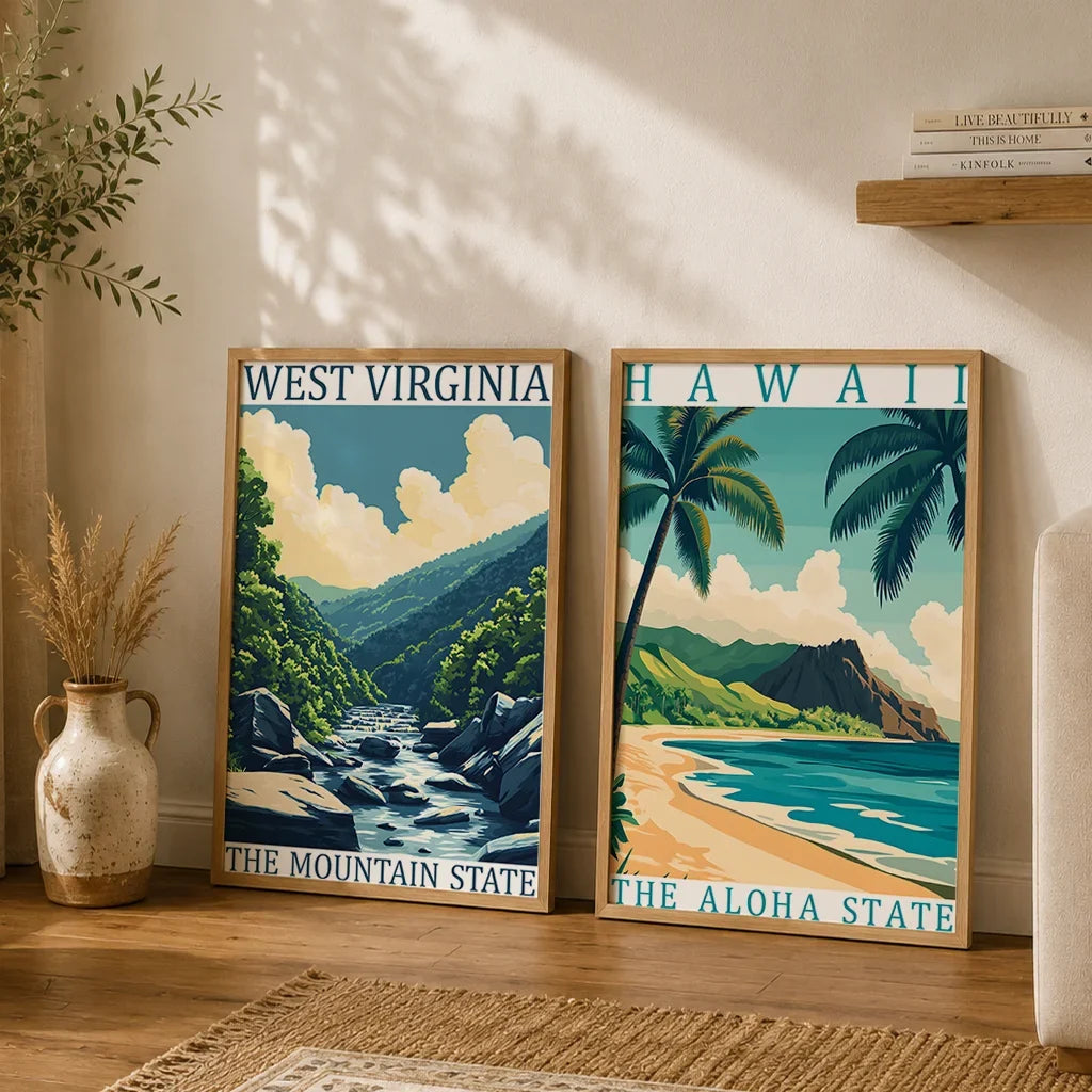 USA Vintage Canvas Wall Art – Retro Landscape Poster Print
