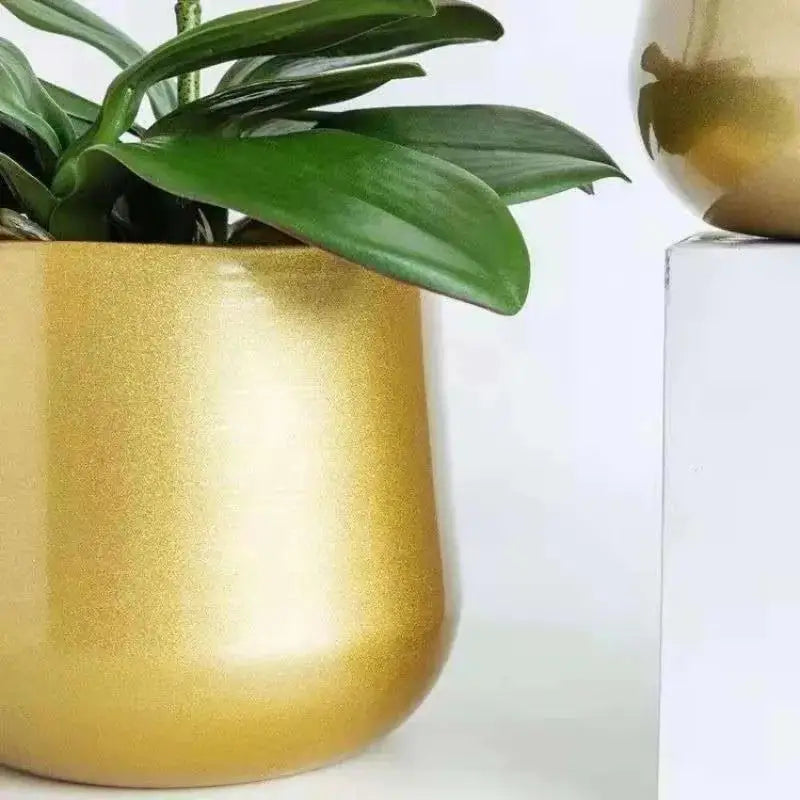 Modern Cast Brass Metal Flower Pot | Luxury Indoor Garden Planter
