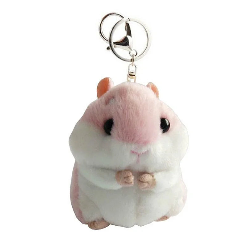 Kawaii Hamster Keychain – Fluffy Faux Fur Pompom Bag Charm