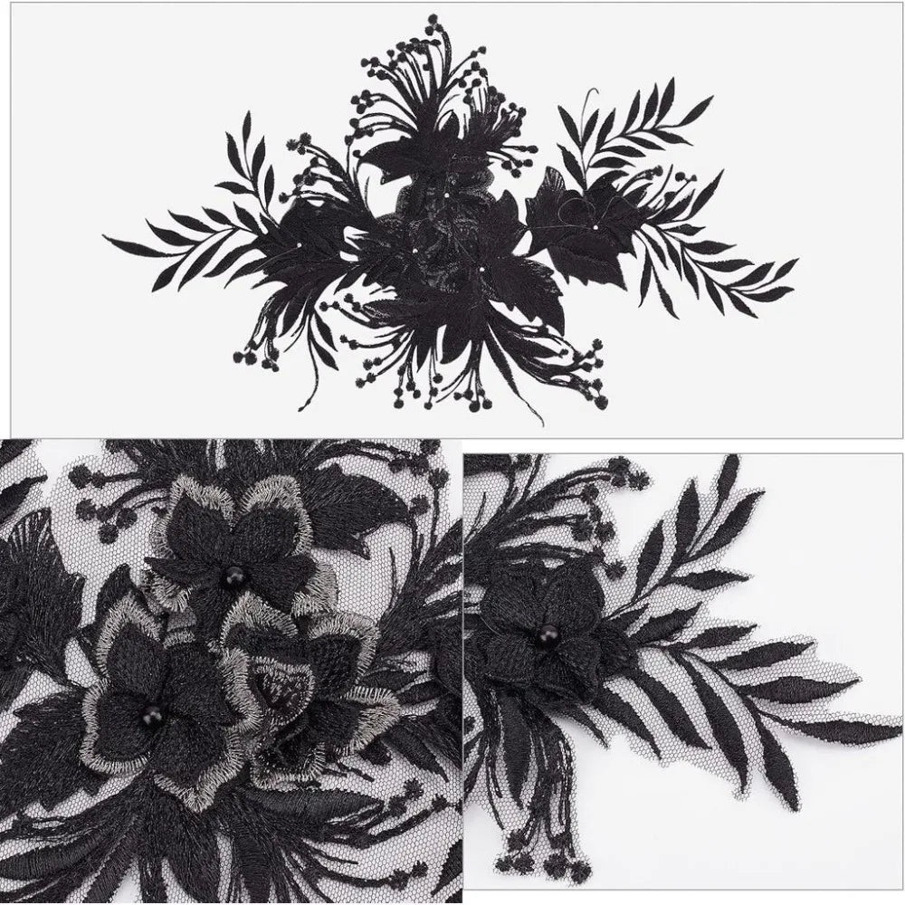 3D Flower Beaded Lace Applique Sew-On Patch | Dress Decoration