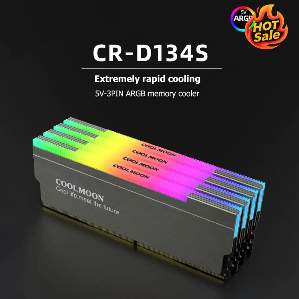 COOLMOON CR-D134S ARGB RAM Heatsink Heat Spreader for PC