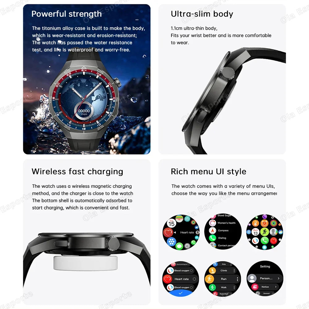 Wireless Charging Smart Watch Bluetooth Call Fitness Tracking Music