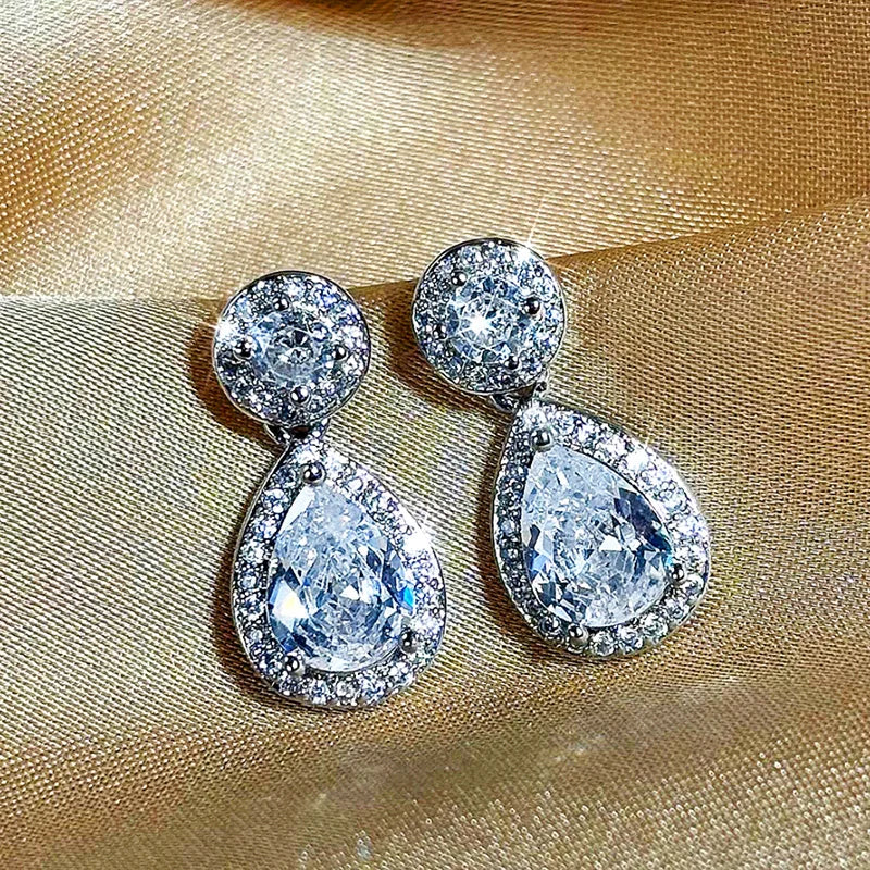 Huitan Waterdrop CZ Drop Earrings – Bridal & Wedding Jewelry